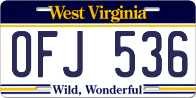 WV license plate OFJ536