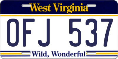 WV license plate OFJ537