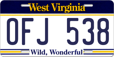 WV license plate OFJ538