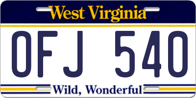 WV license plate OFJ540