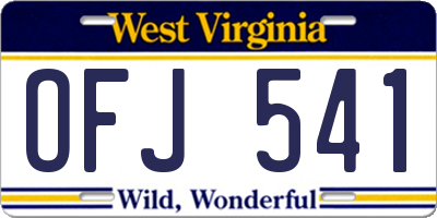 WV license plate OFJ541