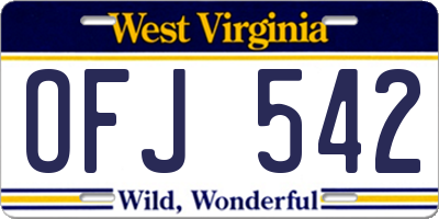 WV license plate OFJ542