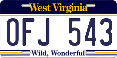 WV license plate OFJ543