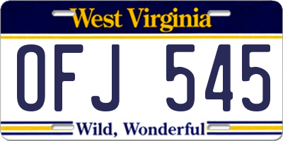 WV license plate OFJ545