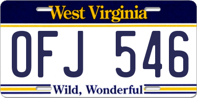 WV license plate OFJ546