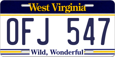 WV license plate OFJ547