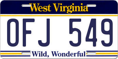 WV license plate OFJ549