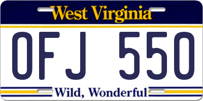 WV license plate OFJ550