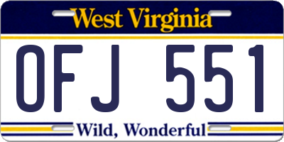 WV license plate OFJ551