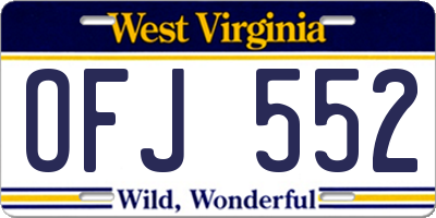 WV license plate OFJ552