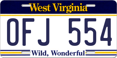 WV license plate OFJ554