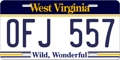WV license plate OFJ557
