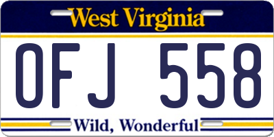 WV license plate OFJ558