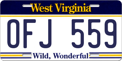 WV license plate OFJ559