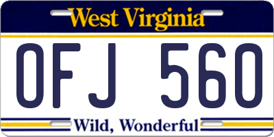 WV license plate OFJ560