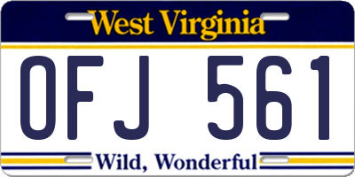 WV license plate OFJ561
