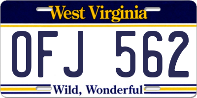 WV license plate OFJ562