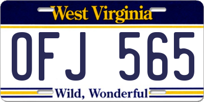 WV license plate OFJ565