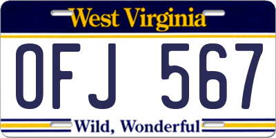 WV license plate OFJ567