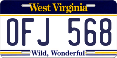 WV license plate OFJ568
