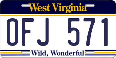 WV license plate OFJ571
