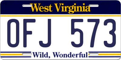 WV license plate OFJ573