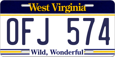 WV license plate OFJ574