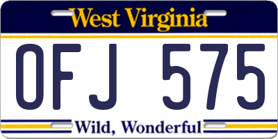 WV license plate OFJ575