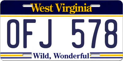 WV license plate OFJ578