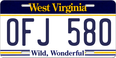 WV license plate OFJ580