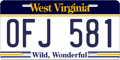 WV license plate OFJ581