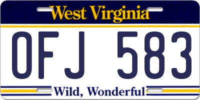 WV license plate OFJ583