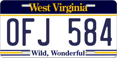 WV license plate OFJ584