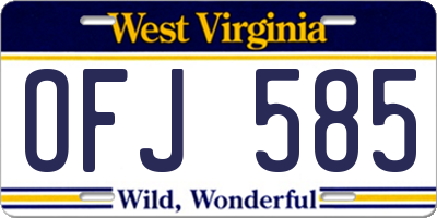 WV license plate OFJ585