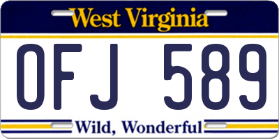WV license plate OFJ589