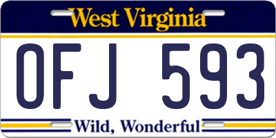 WV license plate OFJ593