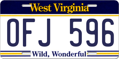 WV license plate OFJ596
