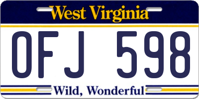 WV license plate OFJ598