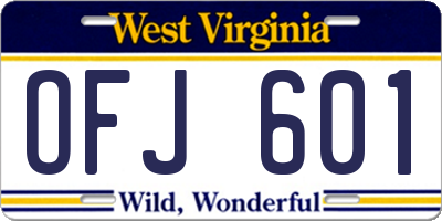 WV license plate OFJ601