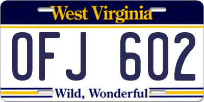 WV license plate OFJ602