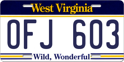 WV license plate OFJ603