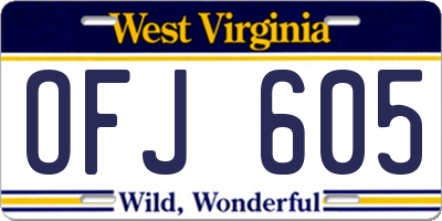 WV license plate OFJ605