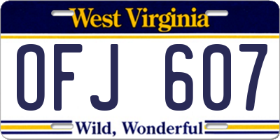 WV license plate OFJ607