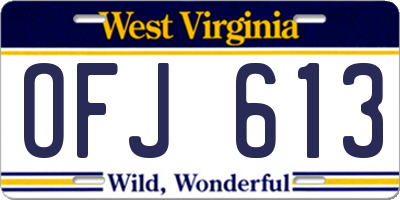WV license plate OFJ613