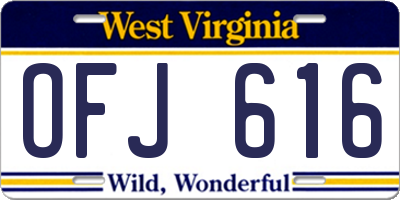 WV license plate OFJ616