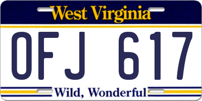 WV license plate OFJ617