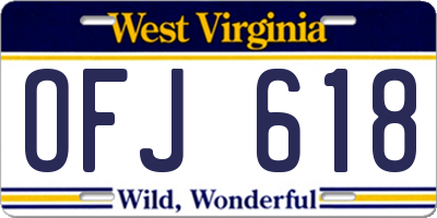 WV license plate OFJ618