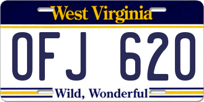 WV license plate OFJ620