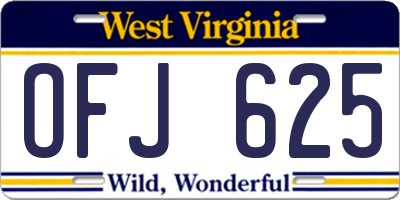 WV license plate OFJ625