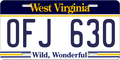 WV license plate OFJ630
